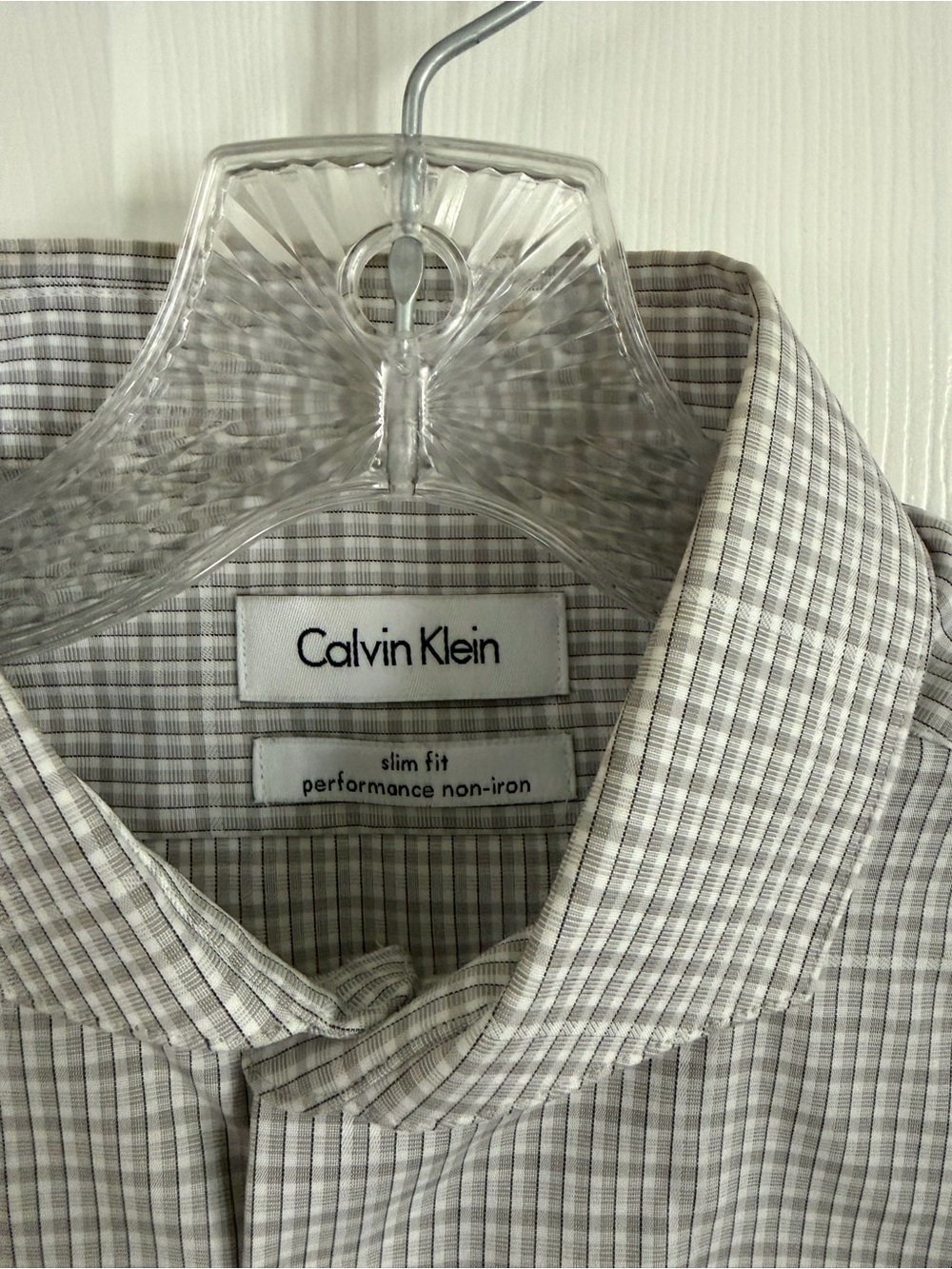 Calvin Klein Men's Light Gray Micro-Check Dress Shirt - Picture 2 of 2